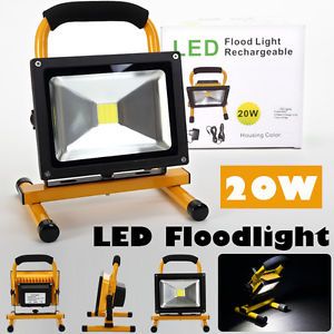 20W Portable Hi Power White LED Work Light Rechargeable Flood Light IP65 Yellow