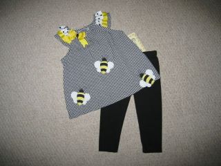 New "Bumble Bee Trio" Capri Pants Girls Clothes 18M Spring Summer Baby Boutique
