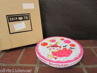 Mid Century Carousel Happy Birthday Clown Musical 60s Pink Girls Cake Plate Vtg