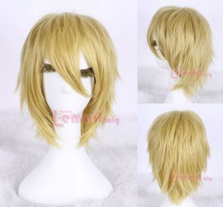  New 35cm Short Gold Anime Cosplay Party Hair Full Wig ML186
