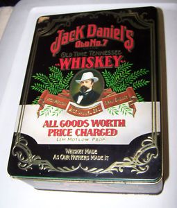 Jack Daniels Empty Bottle in Christmas Tin with Distillers Thermometer