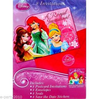 8 Disney Princess Sparkle Shine Invitations Birthday Party Supplies Belle