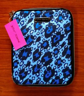 Betsey Johnson iPad E Reader Case Sleeve Cheetah Boom Blue Animal Print New