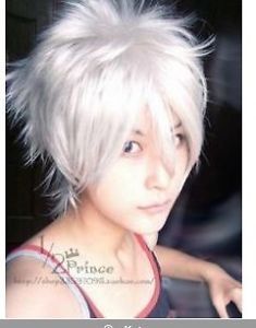 421 New Short Silver White Cosplay Party Wig