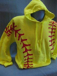 Neon Yellow Red Softball Graphic Design Hoodie Sweatshirt Gildan 50 50 Youth