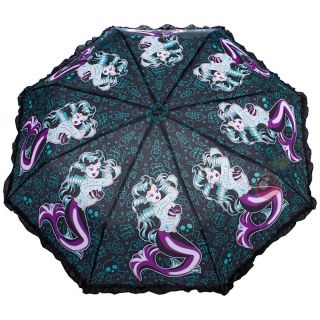 Tattoo Mermaid Umbrella Pin Up Rockabilly Retro Punk Gothic Parasol Nautical