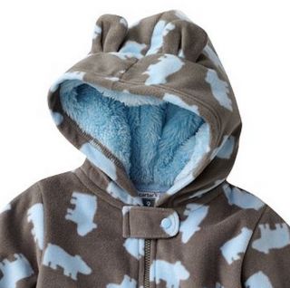 Carters Baby Boy Clothes Outwear Pram Snowsuit Brown Blue Bear 3 6 9 Months