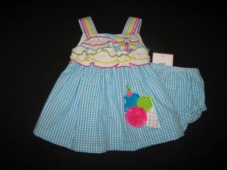 New "Blue Ice Cream" Dress Girls Summer Clothes 9M Spring Birthday Infant Baby
