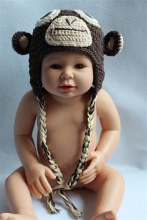 Handmade Knit Crochet Orangutan Sock Monkey Baby Hats Shoes Newborn Photo Prop