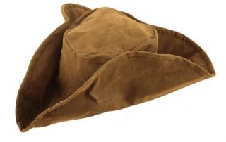 Brown Pirate Tricorn Hat Velvet Adult Child Size Avail Fancy Dress Costume