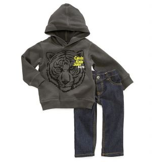 Calvin Klein Designer Baby Boy Clothes Set Hoodie Jeans Gray 12 28 24 Months