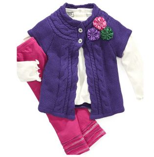 Guess Designer Baby Girl Clothes 3 Piece Cardigan Set Purple 12 18 24 Months