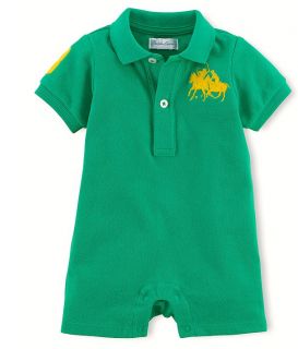 Ralph Lauren Baby Boy Designer Clothes Romper Navy Green Yellow 3 6 9 Months