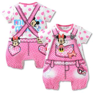 Pink Boy Girl Cotton Disney Romper Mickey Coverall Baby Clothes for 6 12M 80 C45