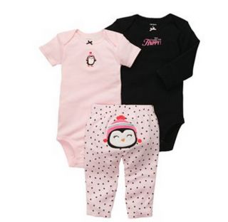 Carters Baby Girl Clothes 3 Piece Set Pink Penguin 3 6 9 12 18 24 Months