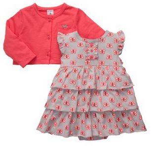 Carters Baby Girl Clothes Set Cardigan Dress Gray Red 3 6 9 12 18 24 Months