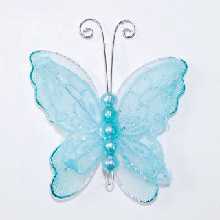 2" Sheer Nylon Crystal Wire Butterfly w Beads Party Decorations 24pcs