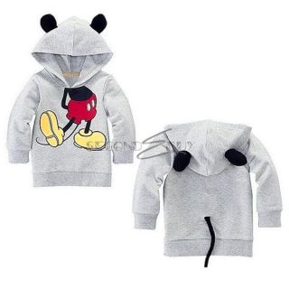 Boys Girl Kid Unisex Mickey Mouse 3D Ear Tail Hoodie Top Sweatshirt Costume 2T 6