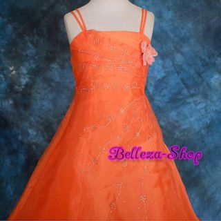 Orange Wedding Flower Girl Pageant Party Dress Sz 7 8 FG129
