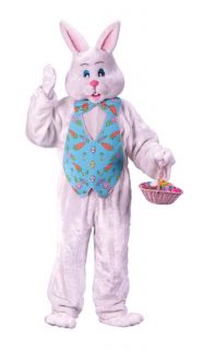 Easter Bunny Mascot Rabbit Overhead with Mask Adult Costume Jumpsuit Halloween