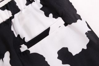 New Womens European Fashion Cow Milk Print Belt Slim Shorts B2157