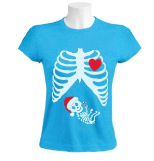 Pregnant x Ray Baby Christmas Women T Shirt Gift Mom Girl Boy Skeleton Shower