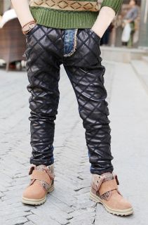 Fashion New Kids Boys Denim Jean with Faux Leather Style Pants AGES3 8Y