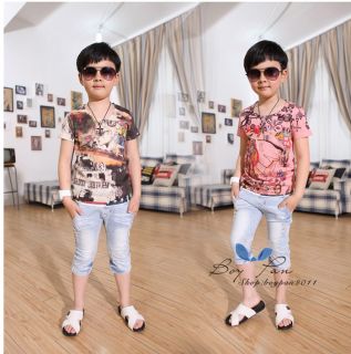 New Kids Toddlers Cool Boys Clothes Fashion Doodle Design T Shirts Tops AGES2 7Y