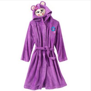 New Girls Fall Winter Fleece Hooded Bath Robe 7 8 Purple Monkey So $38 00
