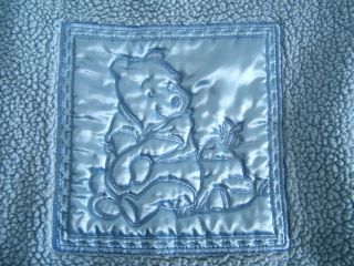 Blue Disney Winnie The Pooh Satin Inset Baby Blanket