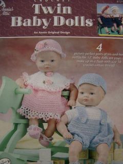 Annie's 12" Baby Doll Crochet Patterns Twin Sets Christening Sailor Play Sets