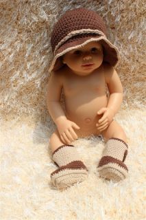 Handmade Knit Crochet White Pink Cowboy Baby Hats Boots Nappy Newborn Photo Prop