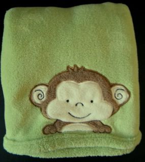 Green Tiddliwinks Monkey Ultra Soft Boa Baby Blanket
