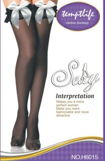 Sexy Ladies Thigh High Silk Nylon Bow Knot Party Costume Stockings Seam Hosiery