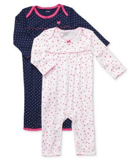 Carters Baby Girl Clothe 2 Pajamas One Piece Blue White Pink 3 6 9 Months