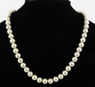 Contemporary Strand 925 Sterling Silver 10mm Round Bead Necklace