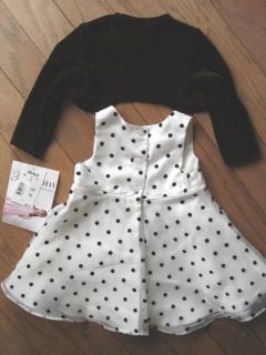 Girls Dress Polka Dot Black White with Bolero Jacket Bonnie Jean Size 12 Month