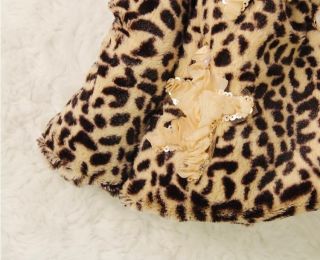 Baby Girls Faux Fur Leopard Coat Applique Starfish Kids Winter Jacket Snowsuit