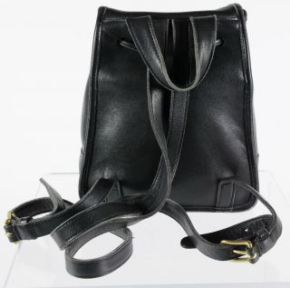 Coach Vintage Black Leather Backpack Drawstring Shoulder Handbag Purse 9960