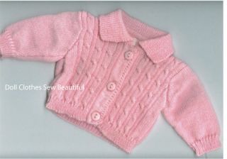 Doll Clothes Fit Bitty Baby Cable Knit Cardigan Sweater
