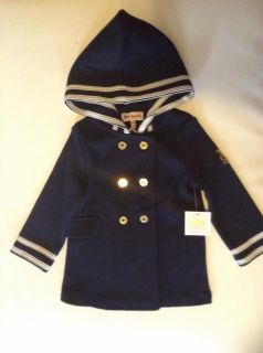 Juicy Couture Baby Girl Clothes Navy Blue Hooded Elegant Coat Size 24 Months