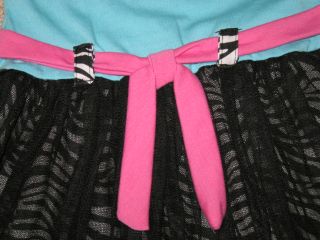 New "Zebra Teal Glam" Tutu Dress Girls Clothes 6 Spring Summer Boutique Kids