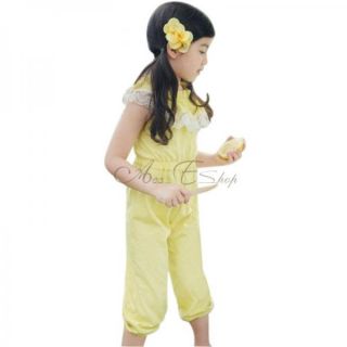 Girl Kids Summer One Piece Jumpsuit Playsuit Lace Collar Soft Clothes 2 6 Years