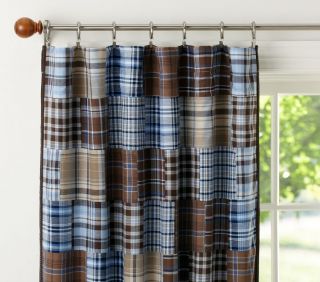 Pottery Barn Kids Madras Blackout Panel 84" Brown Blue Sold Out