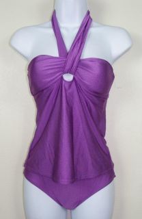 New $98 Ray Womens Purple Two Piece Tankini Bathing Suit Swimwear Size 4
