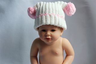 Cute Gorgeous Newborn Baby Child Knit Hat Beanie Cap New Pink Ball 0 6 Month