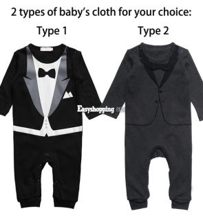 Kids Baby Boy Toddler Bowknot Checks Gentleman Romper Jumpsuit Clothes Outfit