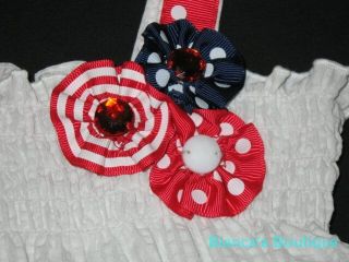 New "Patriotic Daisy Trio" Dress Girls Clothes 12M Baby Summer Red White Blue