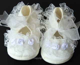 Pink Ivory Toddler Baby Girl Shoes Lace Flower Size US 1 1 5 2 2 5