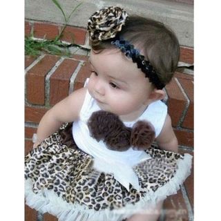 Baby 2 Pcs Girls Kids Tutu Dress Flowers Top Skirt Leopard Outfits Clothes 1 4Y